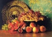 George Henry Hall Figs, Pomegranates, Grapes and Brass Plate Sweden oil painting artist